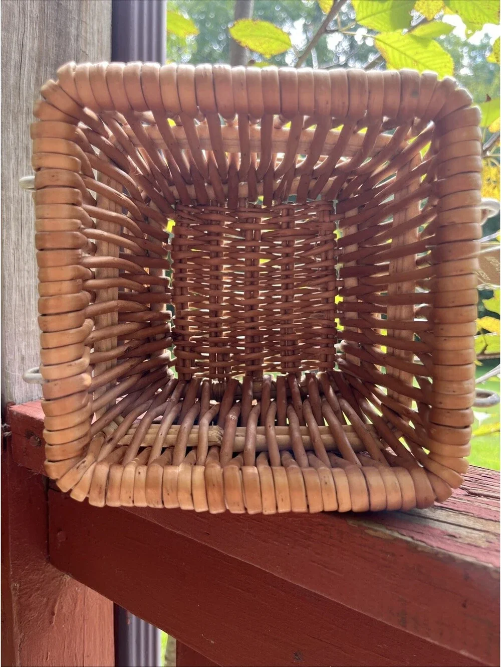 Vintage Wilco Imports Square Wicker Basket NWT Deadstock Boho Storage Handles
